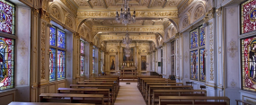 Logis principal, intérieur, chapelle : vue d'ensemble depuis l'entrée. © Région Bourgogne-Franche-Comté, Inventaire du Patrimoine