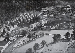 Vue aérienne des usines des cycles Peugeot. © Région Bourgogne-Franche-Comté, Inventaire du patrimoine