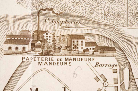 Plan monumental des grandes usines [...]. Papeterie de Mandeure [détail]. © Région Bourgogne-Franche-Comté, Inventaire du patrimoine