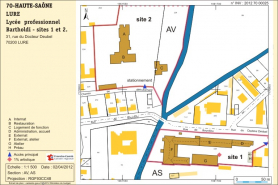 Plan-masse et de situation. Extrait du plan cadastral numérisé, sections AV, échelle 1:1500 © Région Bourgogne-Franche-Comté, Inventaire du patrimoine