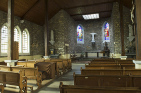 Intérieur : la nef en direction du choeur. © Région Bourgogne-Franche-Comté, Inventaire du patrimoine