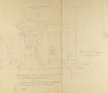 Ancienne abbaye de Faverney. Croquis d'une porte située au midi avant l'angle des pilastres du Grand Pavillon qui fait face à l'Est, [1898]. © Région Bourgogne-Franche-Comté, Inventaire du patrimoine