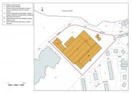 Site récent (rue du Docteur Sauze) : plan-masse et de situation. Extrait du plan cadastral, 2013, section AD. © Région Bourgogne-Franche-Comté, Inventaire du patrimoine