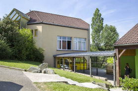 Liaison de la cantine à l'angle nord-est de l'externat sud-ouest. © Région Bourgogne-Franche-Comté, Inventaire du patrimoine