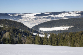 La ville en hiver par temps de brouillard, vue depuis l'est (vue panoramique). © Région Bourgogne-Franche-Comté, Inventaire du patrimoine