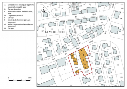 Plan-masse et de situation. Extrait du plan cadastral, 2015, section AB. © Région Bourgogne-Franche-Comté, Inventaire du patrimoine