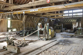 Intérieur de l'atelier de sciage. © Région Bourgogne-Franche-Comté, Inventaire du patrimoine