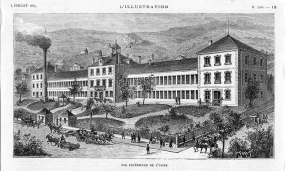 Vue extérieure de l'usine, 1885. © Région Bourgogne-Franche-Comté, Inventaire du patrimoine
