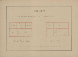 Plan de l'école des garçons : plan du rez-de-chaussée et du premier étage (1888). © Archives départementales de la Haute-Saône