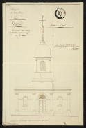 Construction d'un clocher et réparation à faire à l'église. [Elévation de la façade] 1841. © Région Bourgogne-Franche-Comté, Inventaire du patrimoine