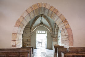 Le porche depuis le milieu de la nef. © Région Bourgogne-Franche-Comté, Inventaire du patrimoine