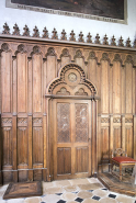 Vue des lambris de demi-revêtement du choeur. © Région Bourgogne-Franche-Comté, Inventaire du patrimoine