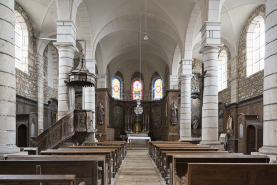 Intérieur : vue des vaisseaux en direction du choeur. © Région Bourgogne-Franche-Comté, Inventaire du patrimoine