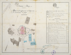 Projet de construction de l'église, plan projeté d'implantation du futur édifice (1862). © Région Bourgogne-Franche-Comté, Inventaire du patrimoine