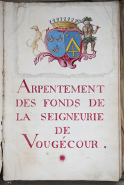 Page de titre du livre d'arpentement des fonds de la seigneurie. (1778) © Région Bourgogne-Franche-Comté, Inventaire du patrimoine
