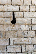 Détail d'une meurtrière de la tour, le long du mur d'enceinte de la basse-cour © Région Bourgogne-Franche-Comté, Inventaire du patrimoine