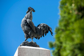 Monument aux morts place de la Résistance, détail du coq sommital. © Région Bourgogne-Franche-Comté, Inventaire du patrimoine