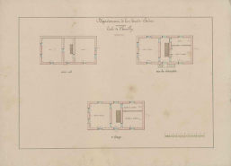 Plans en coupe du sous-sol, rez-de-chaussée et premier étage de l'école de Chemilly © Région Bourgogne-Franche-Comté, Inventaire du patrimoine