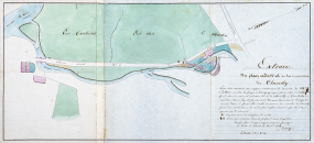 Plan annexé à une demande de construction d'aqueduc au niveau du moulin de Chemilly, en 1854. © Région Bourgogne-Franche-Comté, Inventaire du patrimoine