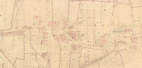 Extrait du cadastre ancien. A l'est près de l'église. © Région Bourgogne-Franche-Comté, Inventaire du patrimoine