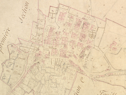 Détail du cadastre ancien. Au pied du château. © Région Bourgogne-Franche-Comté, Inventaire du patrimoine