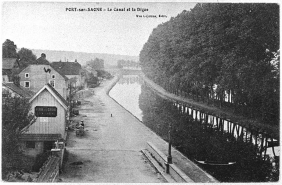 Le canal et la digue, carte postale. © Région Bourgogne-Franche-Comté, Inventaire du patrimoine