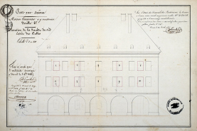 Plan de la façade du sud, entrée des halles (1836). © Région Bourgogne-Franche-Comté, Inventaire du patrimoine