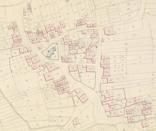 Extrait du cadastre napoléonien terminé le 29 mai 1819 : le centre du village. Section C feuille unique. © Archives départementales de la Haute-Saône