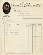 Facture à en-tête de la société Klaus SA, 18 janvier 1923. © Région Bourgogne-Franche-Comté, Inventaire du patrimoine