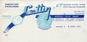Papier à en-tête de la société Cattin et Cie (marque Milca), 6 avril 1955. © Région Bourgogne-Franche-Comté, Inventaire du patrimoine