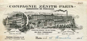 Papier à en-tête de la Compagnie Zénith-Paris, 16 novembre 1918. © Région Bourgogne-Franche-Comté, Inventaire du patrimoine