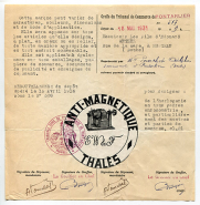 Renouvellement de la marque Anti-magnétique Thalès, 18 mai 1931. © Région Bourgogne-Franche-Comté, Inventaire du patrimoine