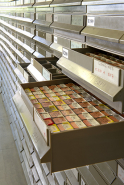 Magasin : meuble à tiroirs, certains ouverts. © Région Bourgogne-Franche-Comté, Inventaire du patrimoine