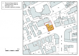 Plan-masse et de situation. Extrait du plan cadastral, 2017, section AA, 1/1 000. © Région Bourgogne-Franche-Comté, Inventaire du patrimoine