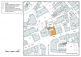 Plan-masse et de situation. Extrait du plan cadastral, 2017, section AA, 1/1 000. © Région Bourgogne-Franche-Comté, Inventaire du patrimoine