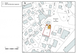 Plan-masse et de situation. Extrait du plan cadastral, 2017, section AC, 1/1 000. © Région Bourgogne-Franche-Comté, Inventaire du patrimoine