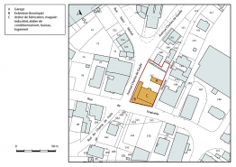 Plan-masse et de situation. Extrait du plan cadastral, 2017, section AF, 1/1 000. © Région Bourgogne-Franche-Comté, Inventaire du patrimoine