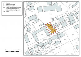Plan-masse et de situation. Extrait du plan cadastral, 2018, section AA, 1/1 000. © Région Bourgogne-Franche-Comté, Inventaire du patrimoine