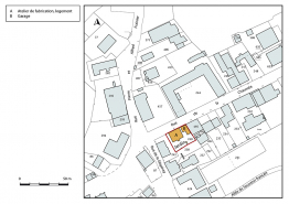 Plan-masse et de situation. Extrait du plan cadastral, 2018, section AA, 1/1 000. © Région Bourgogne-Franche-Comté, Inventaire du patrimoine