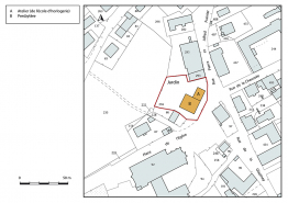 Plan-masse et de situation. Extrait du plan cadastral, 2018, section AB, 1/1 000. © Région Bourgogne-Franche-Comté, Inventaire du patrimoine