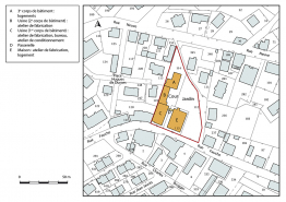 Plan-masse et de situation. Extrait du plan cadastral, 2018, section AC, 1/1 000. © Région Bourgogne-Franche-Comté, Inventaire du patrimoine