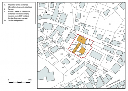 Plan-masse et de situation. Extrait du plan cadastral, 2018, section AA, 1/1 000. © Région Bourgogne-Franche-Comté, Inventaire du patrimoine