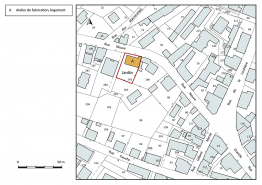 Plan-masse et de situation. Extrait du plan cadastral, 2018, section AC, 1/1 000. © Région Bourgogne-Franche-Comté, Inventaire du patrimoine