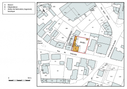 Plan-masse et de situation. Extrait du plan cadastral, 2018, section AA, 1/1 000. © Région Bourgogne-Franche-Comté, Inventaire du patrimoine
