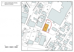Plan-masse et de situation. Extrait du plan cadastral, 2018, section AF, 1/1 000. © Région Bourgogne-Franche-Comté, Inventaire du patrimoine