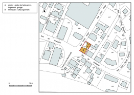 Plan-masse et de situation. Extrait du plan cadastral, 2018, section AF, 1/1 000. © Région Bourgogne-Franche-Comté, Inventaire du patrimoine