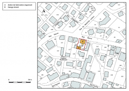 Plan-masse et de situation. Extrait du plan cadastral, 2018, section AC, 1/1 000. © Région Bourgogne-Franche-Comté, Inventaire du patrimoine