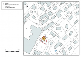 Plan-masse et de situation. Extrait du plan cadastral, 2018, section AF, 1/1 000. © Région Bourgogne-Franche-Comté, Inventaire du patrimoine