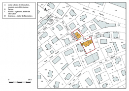 Plan-masse et de situation. Extrait du plan cadastral, 2018, section AF, 1/1 000. © Région Bourgogne-Franche-Comté, Inventaire du patrimoine