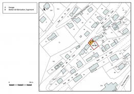 Plan-masse et de situation. Extrait du plan cadastral, 2018, section AB, 1/1 000. © Région Bourgogne-Franche-Comté, Inventaire du patrimoine